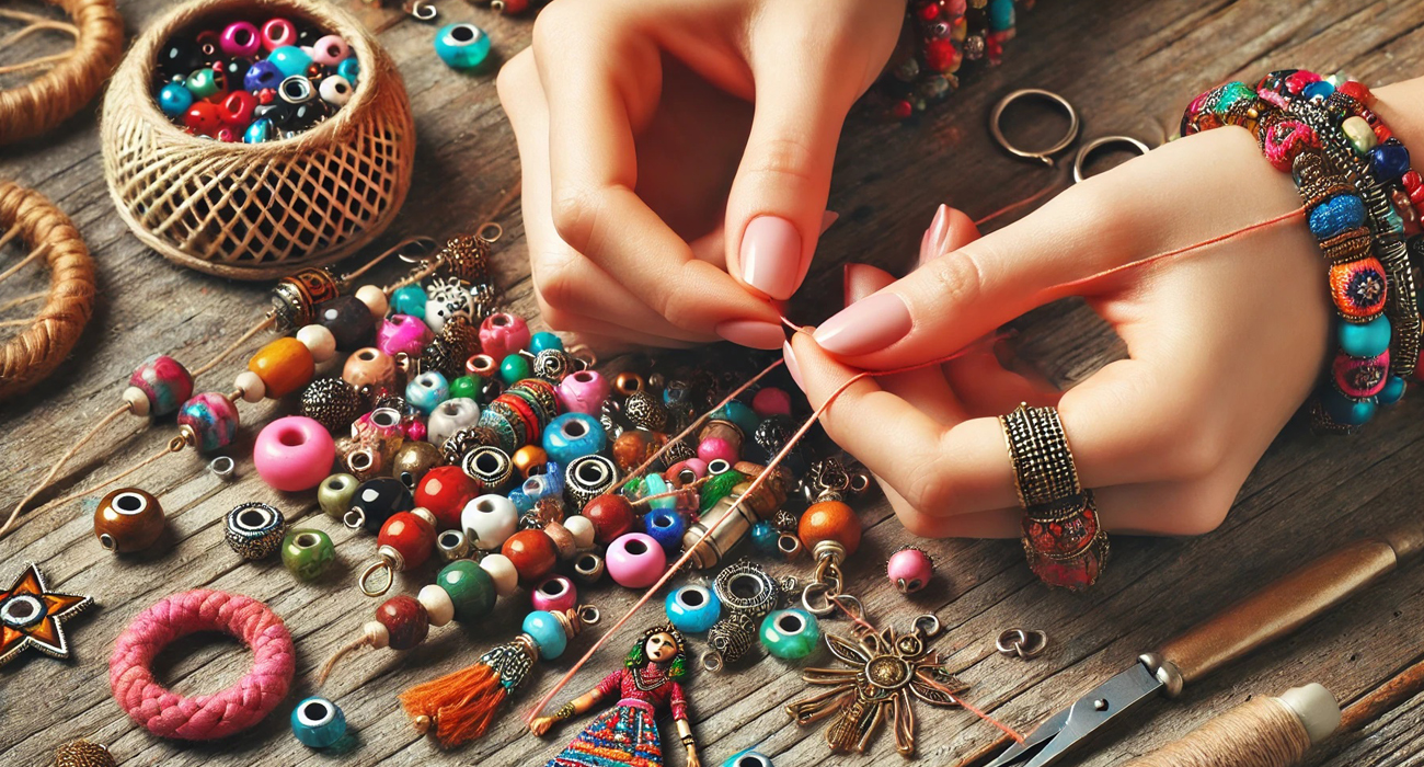 Adding Beads and Charms to Rakhi